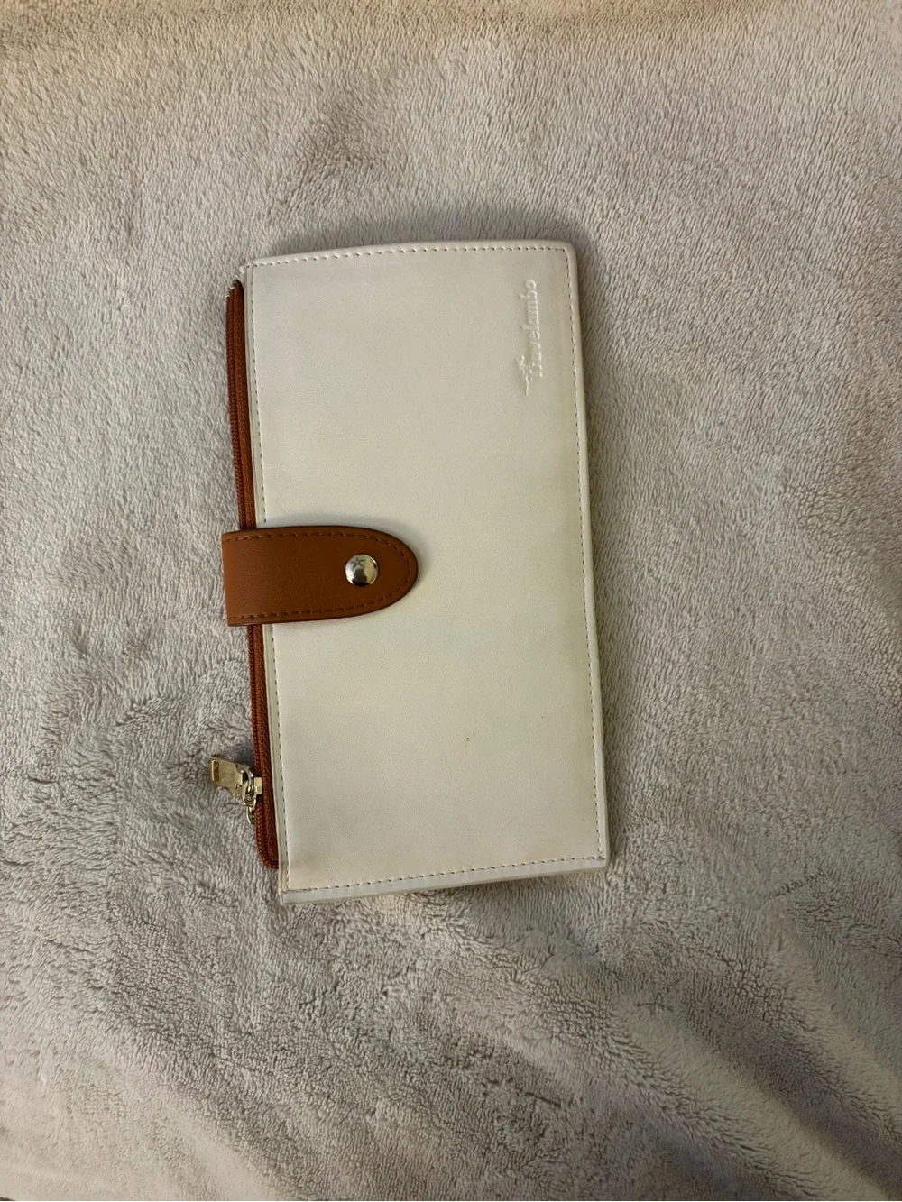 White and Brown Women's Wallet Clutch - Elegant Travel Organizer